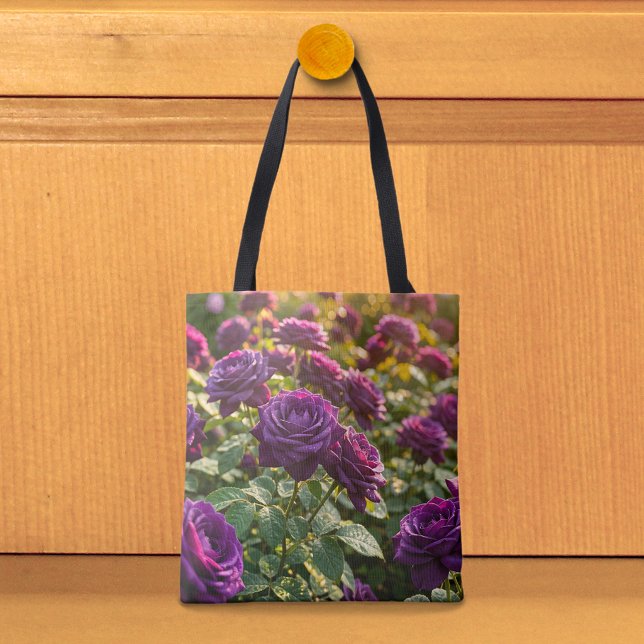 Bolsa Tote Saco de mão com rosas roxas (Tote bag with purple roses)