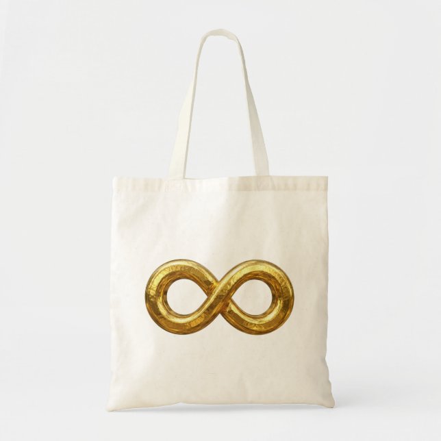 Bolsa Tote Saco de mão com símbolo de infinito dourado (Frente)
