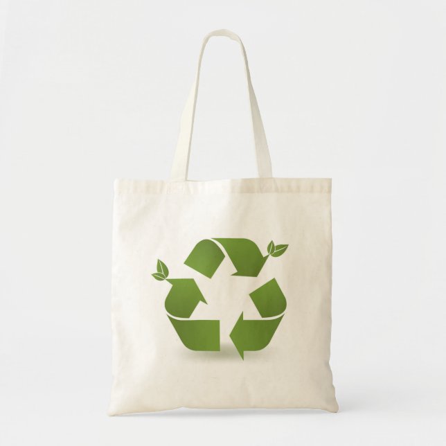 Bolsa Tote Saco de mão com símbolo de reciclagem de planta ve (Frente)