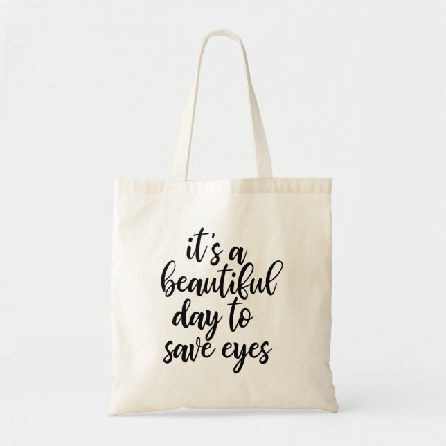 Bolsa Tote Saco de mão com slogan engraçado de optometrista (Frente)