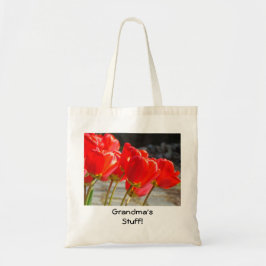 Bolsa Tote Saco de mão da Vovó Coisas sacola Vermelho Tulipa