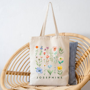 Bolsa Tote Saco de mão de água-forte personalizado de flores 