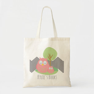 Bolsa Tote Saco de mão de biblioteca rosa para crianças Owls