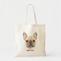 Saco de mão de Bulldog Francês em Aquarela Neutro 