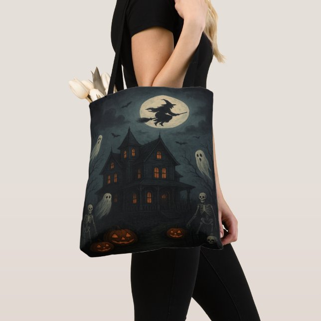 Bolsa Tote Saco de mão de Casa Assombrada de Halloween (Close Up)
