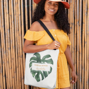 Bolsa Tote Saco de mão de casamento com folha de palmeira tro