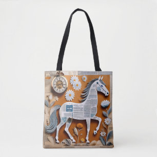 Bolsa Tote Saco de mão de cavalo de papel para adolescente
