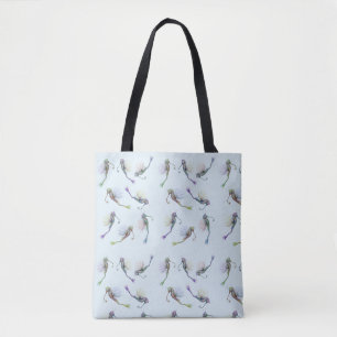 Bolsa Tote Saco de mão de cavalo-marinho fantasia - Azul