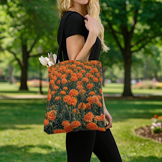 Bolsa Tote Saco de mão de cravos laranja (Criador carregado)