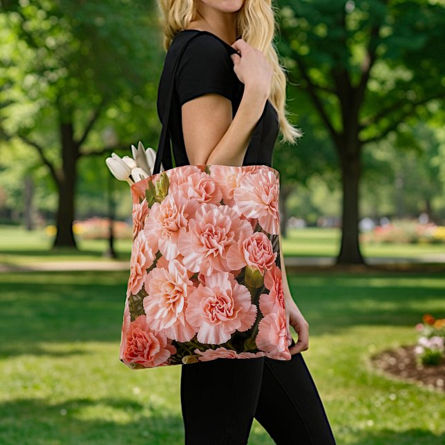 Bolsa Tote Saco de mão de cravos rosa pálido (Criador carregado)