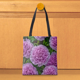 Bolsa Tote Saco de mão de cravos roxos pálidos