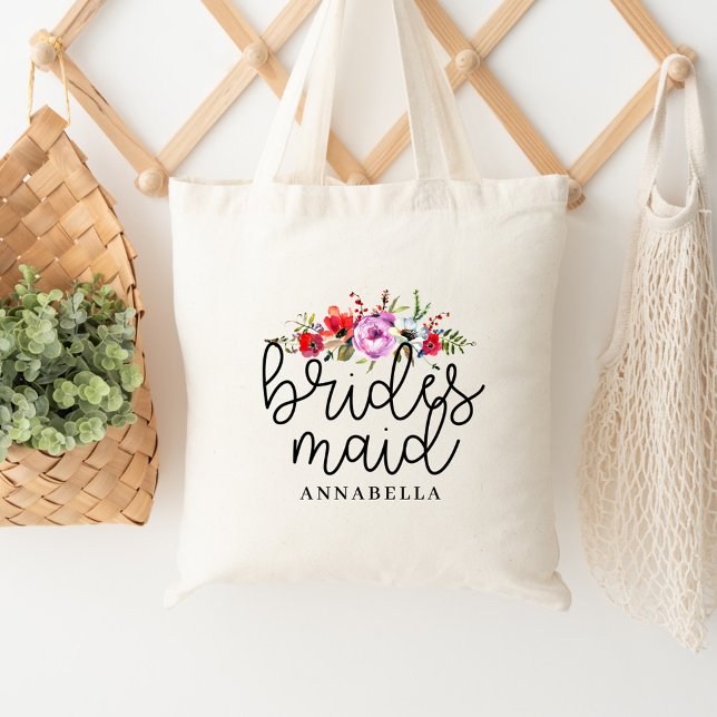 Bolsa Tote Saco de mão de dama de honra com buquê floral (Criador carregado)