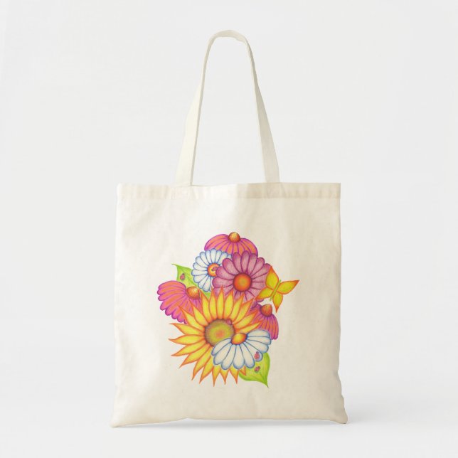 Bolsa Tote Saco de mão de flores (Frente)
