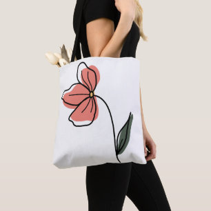 Bolsa Tote Saco de mão de flores minimalistas abstratas