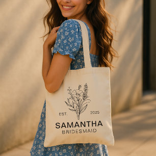 Bolsa Tote Saco de Mão de Flores Personalizadas para Despedid