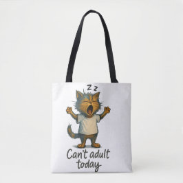 Bolsa Tote Saco de mão de gato 'Não Posso Ser Adulto Hoje' – 
