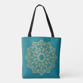 Bolsa Tote Saco de mão de Geometria Sagrada Turquesa