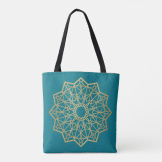 Bolsa Tote Saco de mão de Geometria Sagrada Turquesa