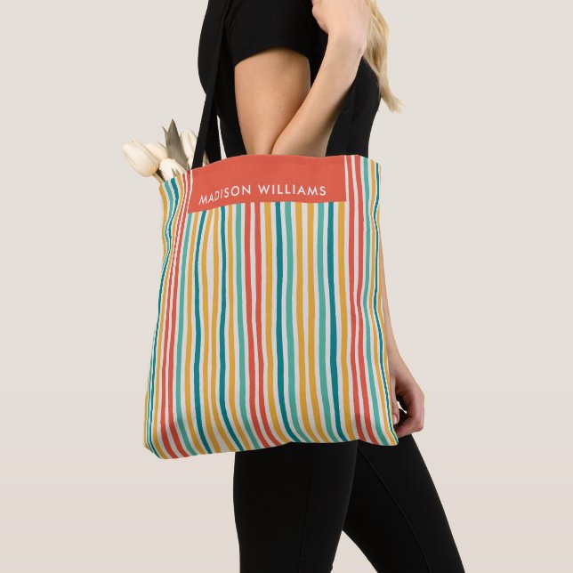 Bolsa Tote Saco de mão de linhas coloridas (Close Up)