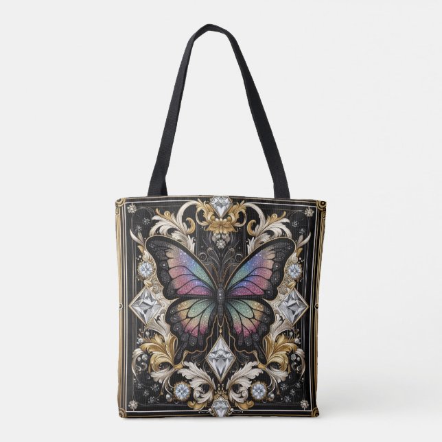 Bolsa Tote Saco de mão de luxo em estilo Rainbow Butterfly Di (Verso)