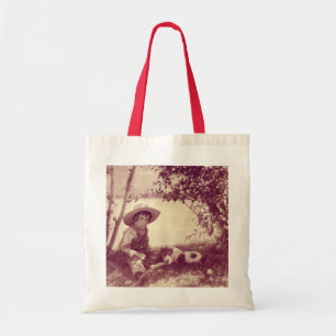 Bolsa Tote Saco de mão de menino antigo com cachorro descansa