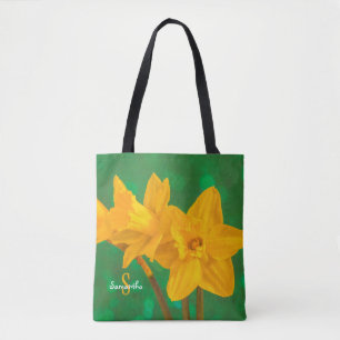 Bolsa Tote Saco de mão de narcisos em verde