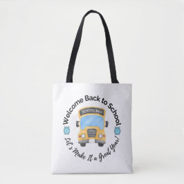 Bolsa Tote Saco de mão de ônibus escolar em aquarela