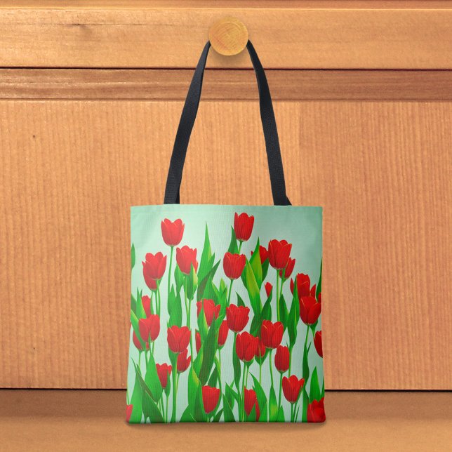 Bolsa Tote Saco de mão de tulipas vermelhas (Tote bag with red tulips)