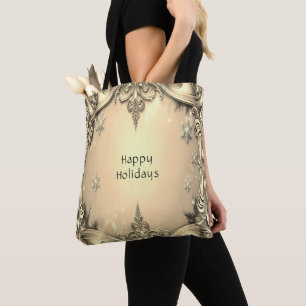 Bolsa Tote Saco de mão decorativo dourado para as festas