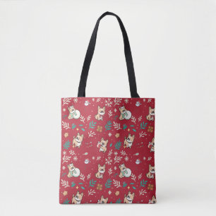 Bolsa Tote Saco de mão do Bulldog Francês Natal Kawaii Festa