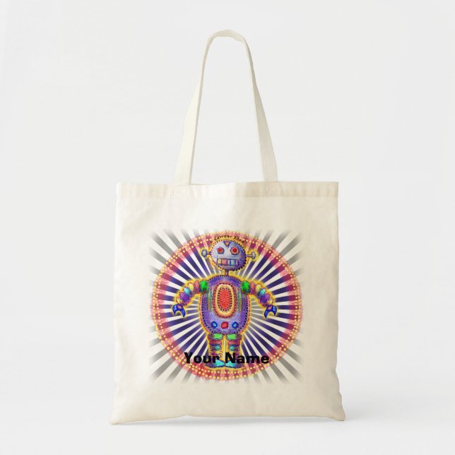 Bolsa Tote Saco de Mão do Robô Arco-Íris (Frente)