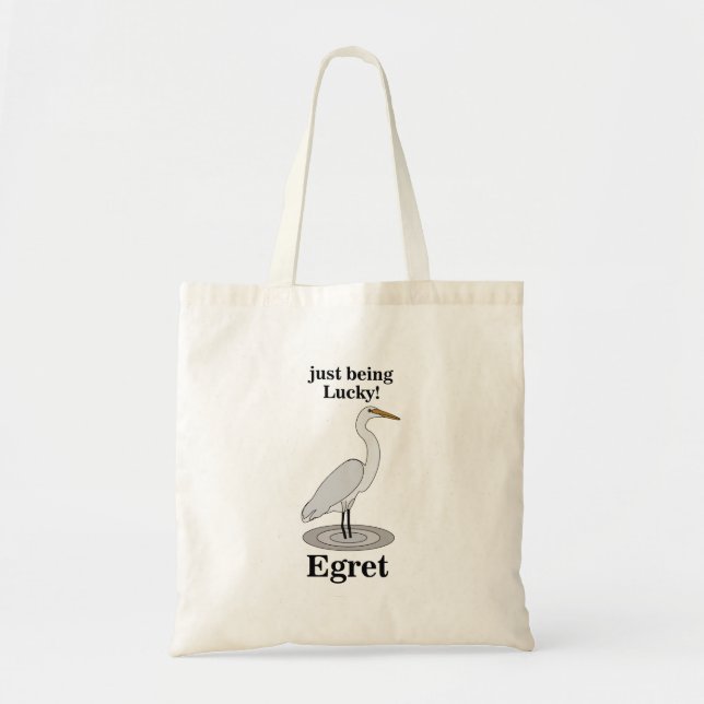 Bolsa Tote Saco de mão Egret Lucky Bird (Frente)
