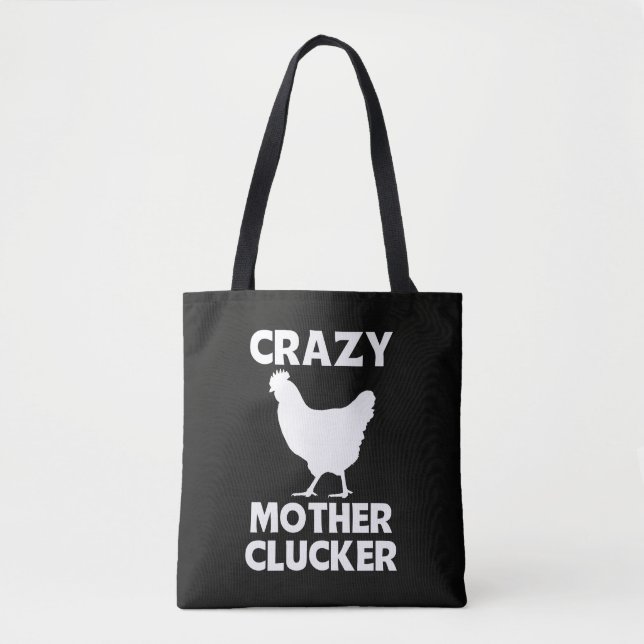 Bolsa Tote Saco de mão engraçado da Mãe Clucker Frango com Pi (Frente)