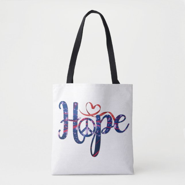 Bolsa Tote Saco de mão Esperança de Paz (Frente)