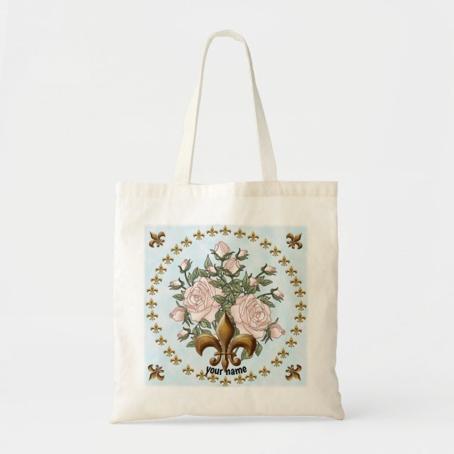 Bolsa Tote Saco de mão Fleur De Lis Roses (Frente)