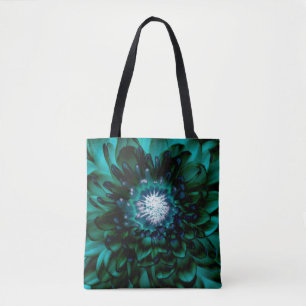 Bolsa Tote Saco de mão flor azul aqua profundo