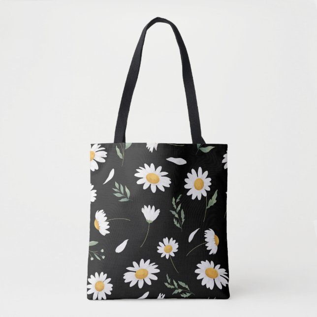 Bolsa Tote Saco de mão floral margarida (Frente)
