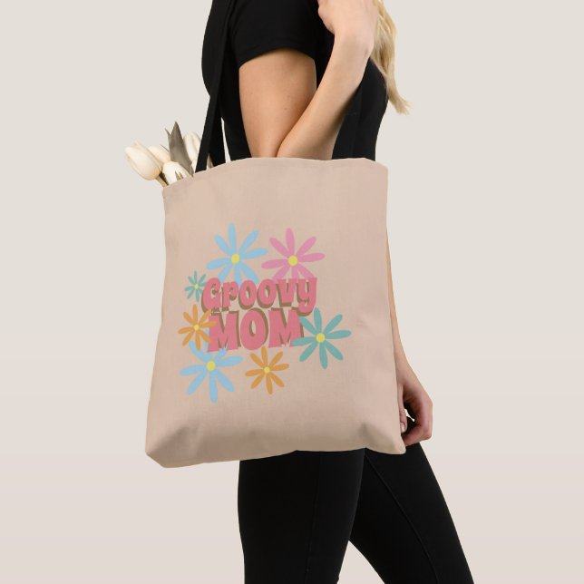 Bolsa Tote Saco de mão floral para o Dia das Mães Groovy (Close Up)