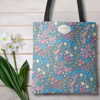 Bolsa Tote Saco de mão floral personalizado | Presente para e