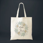 Bolsa Tote Saco de mão Gentle Botanics Mother Of The Bride<br><div class="desc">Nossa coleção de botânica suave apresenta folhagem verde clara, azul esverdeado e dourada em aquarela suave combinada com molduras douradas e fundo azul esverdeado para uma coleção de casamento perfeitamente elegante. Você pode encontrar itens correspondentes para a sua experiência completa de casamento, mas também artesanato, presentes e alguns itens pessoais....</div>