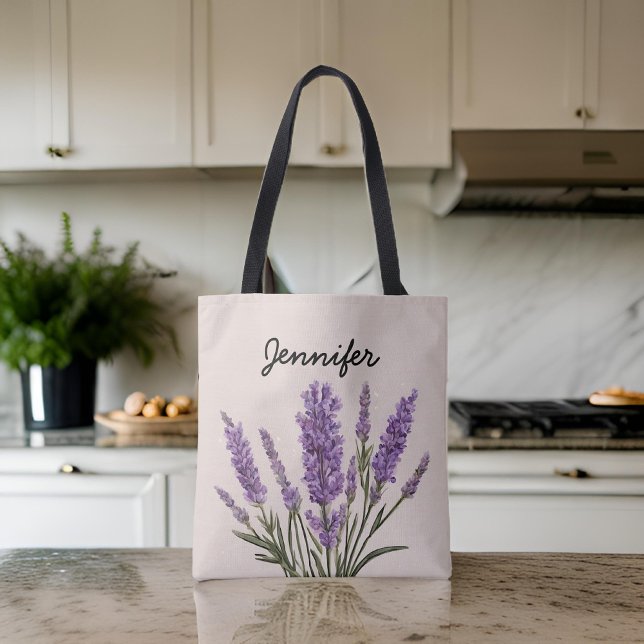 Bolsa Tote Saco de mão Lavanda, Presente Floral Personalizado (custom bag for women, teacher gift bag, bridesmaid tote, bachelorette party bag, bridesmaid proposal)