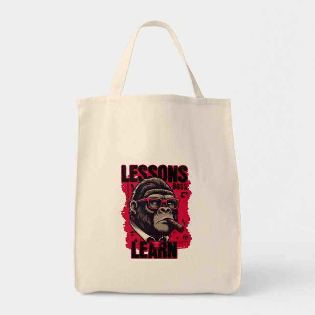 Bolsa Tote Saco de mão Lições Aprender Chefe Gorila Mulheres (Frente)