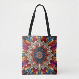 Bolsa Tote Saco de mão Mandala Boêmio – Vermelho e Dourado Vi