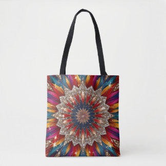 Bolsa Tote Saco de mão Mandala Boêmio – Vermelho e Dourado Vi
