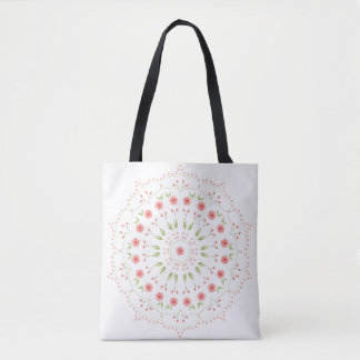 Bolsa Tote Saco de Mão Mandala Floral de Pêssego