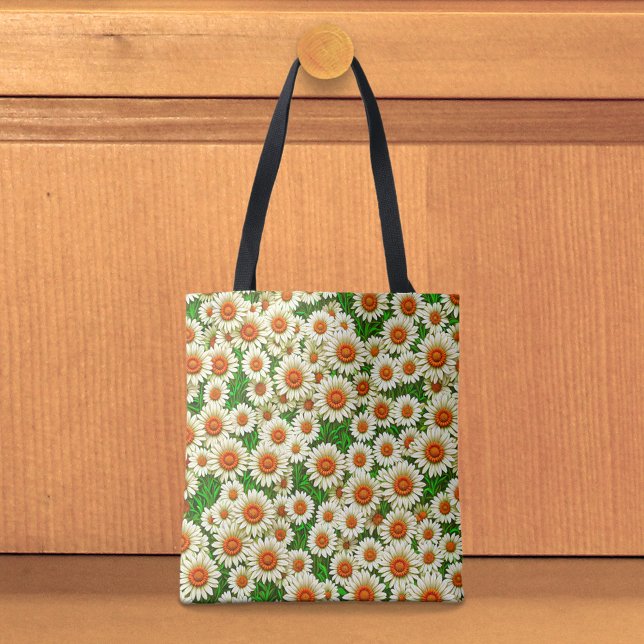 Bolsa Tote Saco de mão Margaridas Brancas (Tote bag with white daisies)