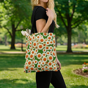 Bolsa Tote Saco de mão Margaridas Brancas