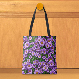 Bolsa Tote Saco de mão Margaridas Roxas