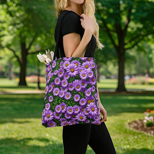 Bolsa Tote Saco de mão Margaridas Roxas