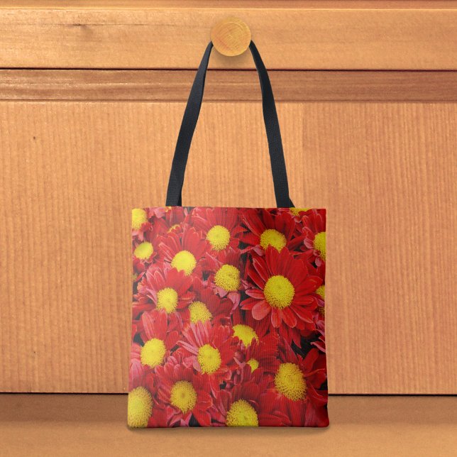 Bolsa Tote Saco de mão Margaridas Vermelhas (Tote bag with red daisies)